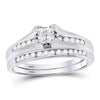 10kt White Gold Princess Diamond Bridal Wedding Ring Band Set 1/2 Cttw