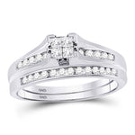 10kt White Gold Princess Diamond Bridal Wedding Ring Band Set 1/2 Cttw