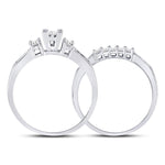 10kt White Gold Princess Diamond Bridal Wedding Ring Band Set 3/8 Cttw