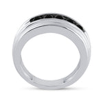 10kt White Gold Mens Round Black Color Enhanced Diamond Band Ring 1 Cttw