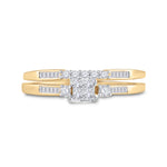 10kt Yellow Gold Princess Diamond Bridal Wedding Ring Band Set 1/3 Cttw