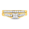 10kt Yellow Gold Princess Diamond Bridal Wedding Ring Band Set 1/2 Cttw