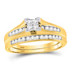 10kt Yellow Gold Princess Diamond Bridal Wedding Ring Band Set 1/2 Cttw