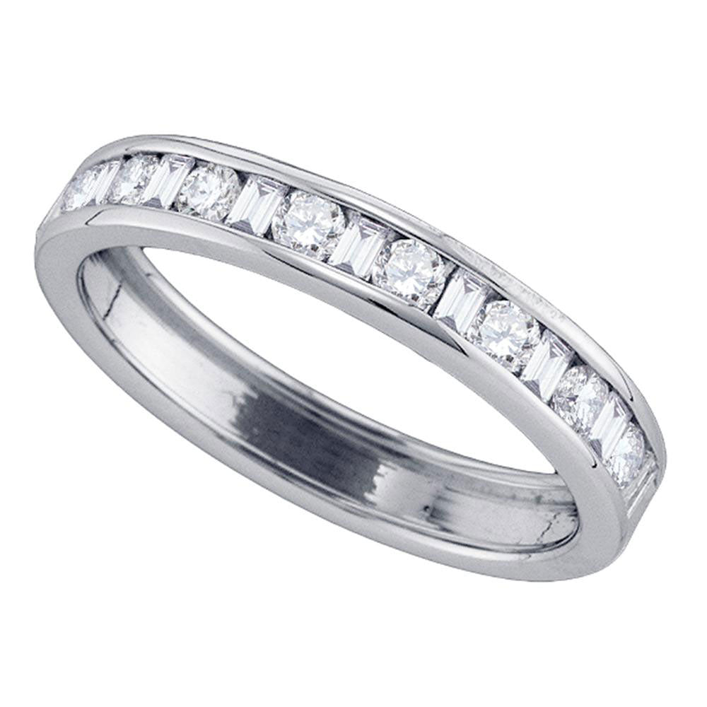 14kt White Gold Womens Machine Set Round Diamond Wedding Anniversary Band 1/2 Cttw