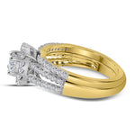 14kt Yellow Gold Princess Diamond Bridal Wedding Ring Band Set 1 Cttw