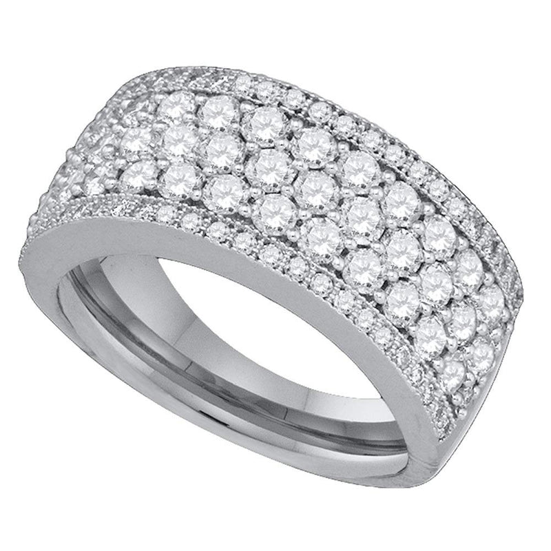 14kt White Gold Womens Round Diamond Band Ring 1-5/8 Cttw