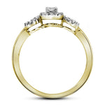 10kt Yellow Gold Round Diamond Halo Bridal Wedding Ring Band Set 1/4 Cttw