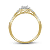 10kt Yellow Gold Princess Diamond Halo Bridal Wedding Ring Band Set 1/4 Cttw