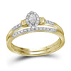 10k Yellow Gold Marquise Diamond Bridal Wedding Ring Band Set 1/5 Cttw