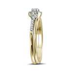 10k Yellow Gold Round Diamond Slender Wedding Bridal Engagement Ring Band Set 1/3 Cttw