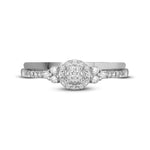 10k White Gold Round Diamond Slender Wedding Bridal Engagement Ring Band Set 1/3 Cttw