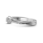 10k White Gold Round Diamond Slender Wedding Bridal Engagement Ring Band Set 1/3 Cttw