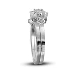 10k White Gold Princess Diamond Square Halo Bridal Wedding Ring Band Set 1/4 Cttw