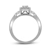 10k White Gold Princess Diamond Square Halo Bridal Wedding Ring Band Set 1/4 Cttw