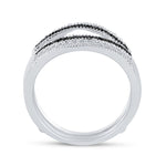 10kt White Gold Womens Round Black Color Enhanced Diamond Wrap Ring Guard Enhancer 1/2 Cttw