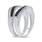 10kt White Gold Womens Round Black Color Enhanced Diamond Wrap Ring Guard Enhancer 1/2 Cttw