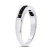 Sterling Silver Womens Round Black Color Enhanced Single Row Diamond Band Ring 1/2 Cttw