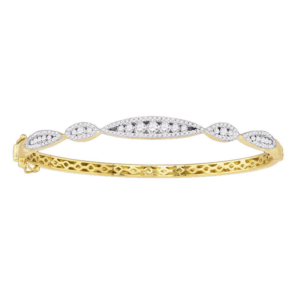 10kt Yellow Gold Womens Round Diamond Bangle Bracelet 1 Cttw