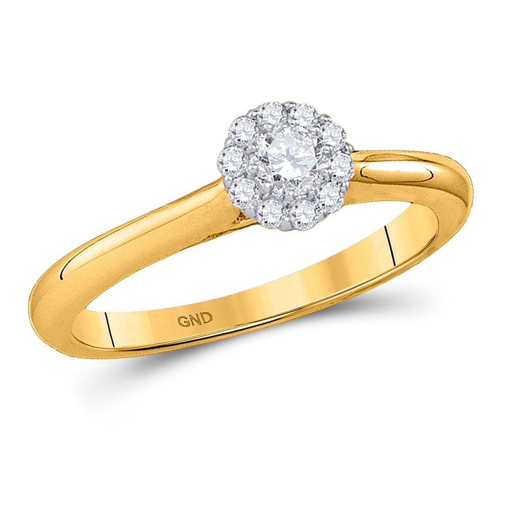 14kt Yellow Gold Round Diamond Solitaire Bridal Wedding Engagement Ring 1/4 Cttw