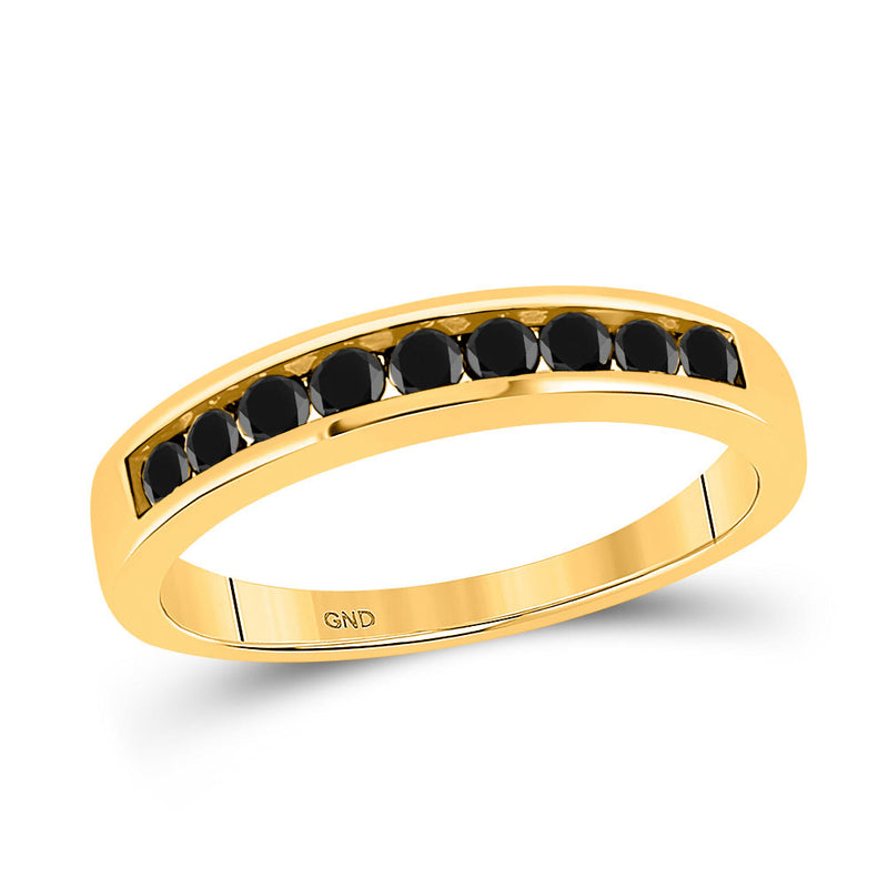 10kt Yellow Gold Mens Round Black Color Enhanced Diamond Wedding Band Ring 1/2 Cttw