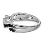 10kt White Gold Womens Round Black Color Enhanced Diamond Infinity Weave Band 1/4 Cttw