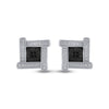 Sterling Silver Mens Round Black Color Enhanced Diamond Square Earrings .03 Cttw