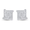 Sterling Silver Mens Round Diamond Square Earrings 1/8 Cttw