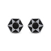 Sterling Silver Round Black Color Enhanced Diamond Hexagon Star Cluster Earrings 1/5 Cttw