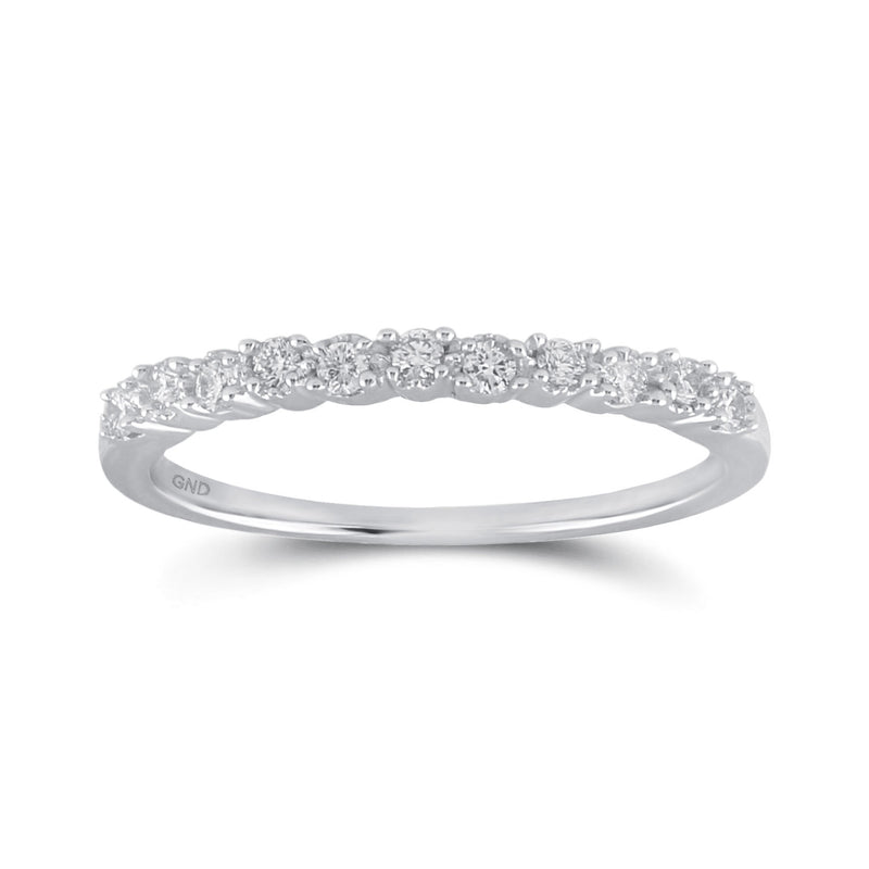 10kt White Gold Womens Round Diamond Single Row Band Ring 1/6 Cttw