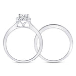 14kt White Gold Princess Diamond Halo Bridal Wedding Ring Band Set 1-1/4 Cttw