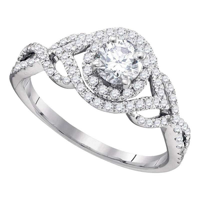 14kt White Gold Round Diamond Solitaire Bridal Wedding Engagement Ring 7/8 Cttw