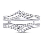 14kt White Gold Womens Round Diamond Pointed Ring Guard Wedding Enhancer Band 1/5 Cttw