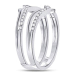 14kt White Gold Womens Round Diamond Pointed Ring Guard Wedding Enhancer Band 1/5 Cttw