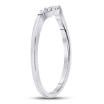 10kt White Gold Womens Round Diamond Contoured Solitaire Enhancer Wedding Band 1/20 Cttw