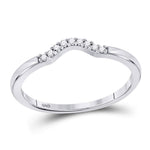 10kt White Gold Womens Round Diamond Contoured Solitaire Enhancer Wedding Band 1/20 Cttw