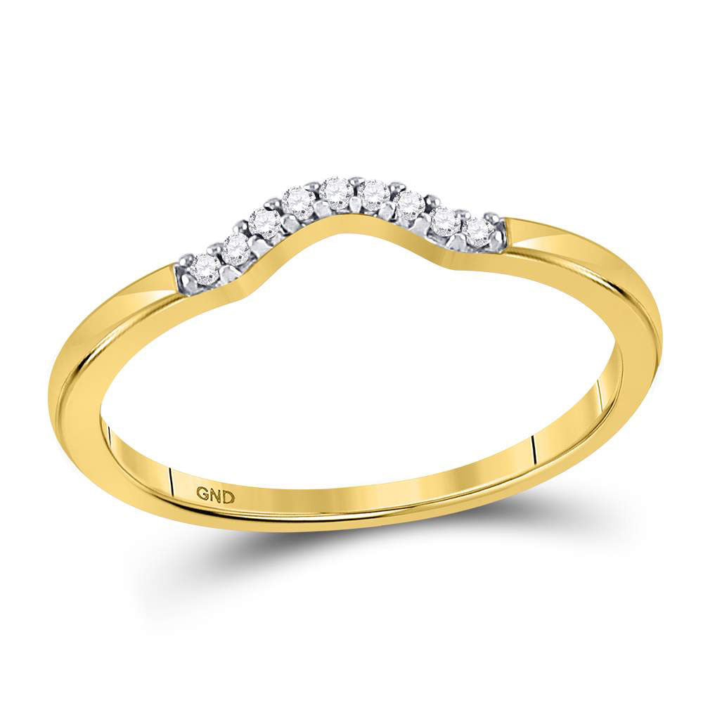 10kt Yellow Gold Womens Round Diamond Contoured Solitaire Enhancer Wedding Band 1/20 Cttw