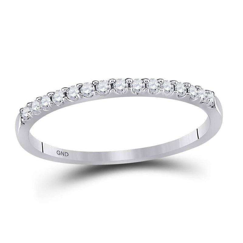 14kt White Gold Womens Round Diamond Wedding Single Row Band 1/6 Cttw Size 5