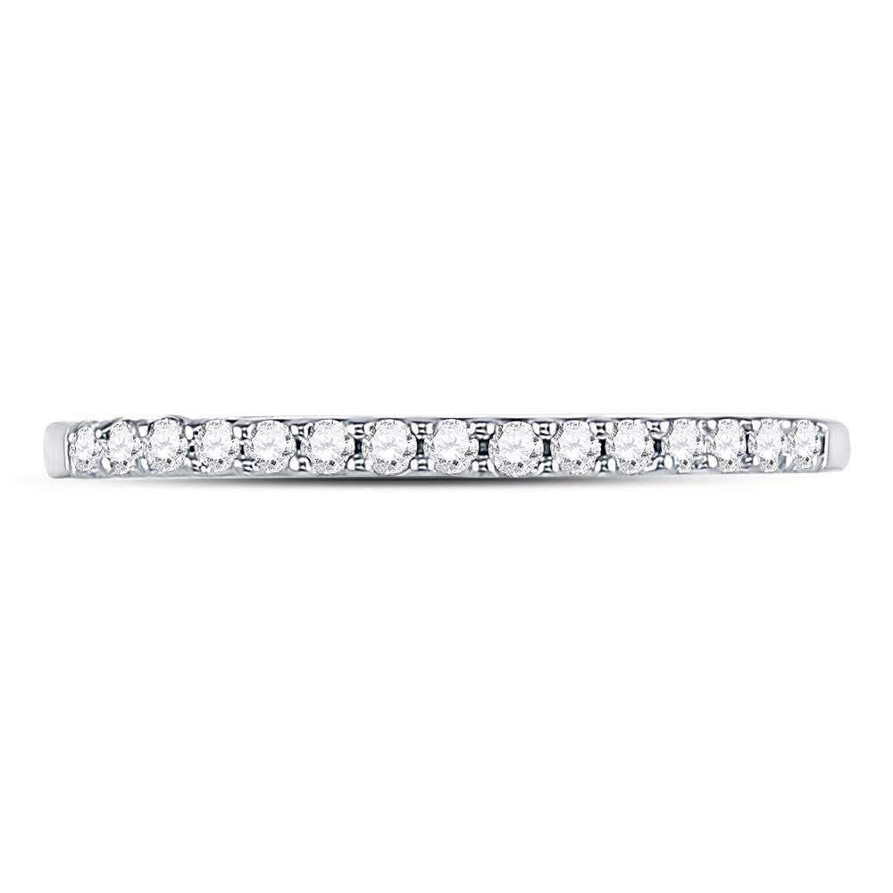 14kt White Gold Womens Round Diamond Wedding Single Row Band 1/6 Cttw Size 6