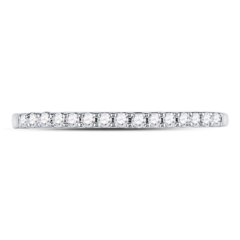 14kt White Gold Womens Round Diamond Wedding Single Row Band 1/6 Cttw Size 6