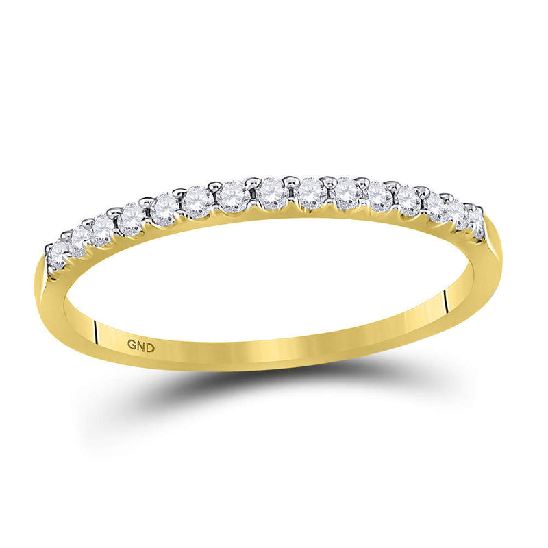 14kt Yellow Gold Womens Round Diamond Wedding Single Row Band 1/6 Cttw Size 6