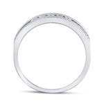 10kt White Gold Mens Round Diamond Wedding 5-Stone Hammered Band Ring 1/4 Cttw