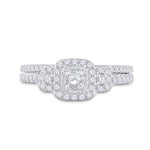 14kt White Gold Round Diamond Bridal Wedding Ring Band Set 1/2 Cttw