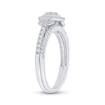 14kt White Gold Round Diamond Bridal Wedding Ring Band Set 1/2 Cttw