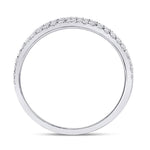 14kt White Gold Womens Round Diamond Double Row Comfort Wedding Band 1/4 Cttw