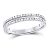 14kt White Gold Womens Round Diamond Double Row Comfort Wedding Band 1/4 Cttw