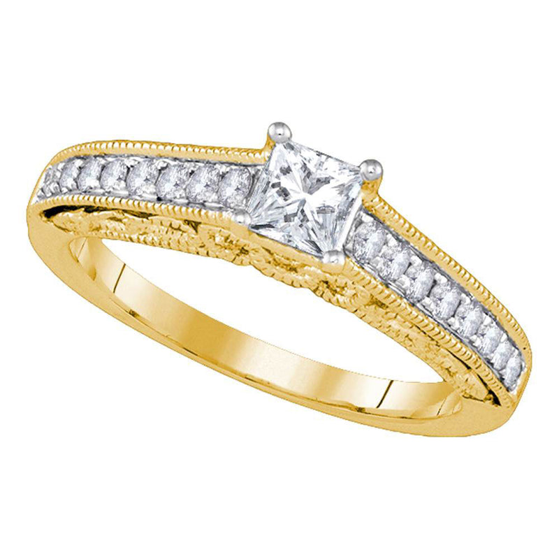 14kt Yellow Gold Round Diamond Solitaire Bridal Wedding Engagement Ring 5/8 Cttw