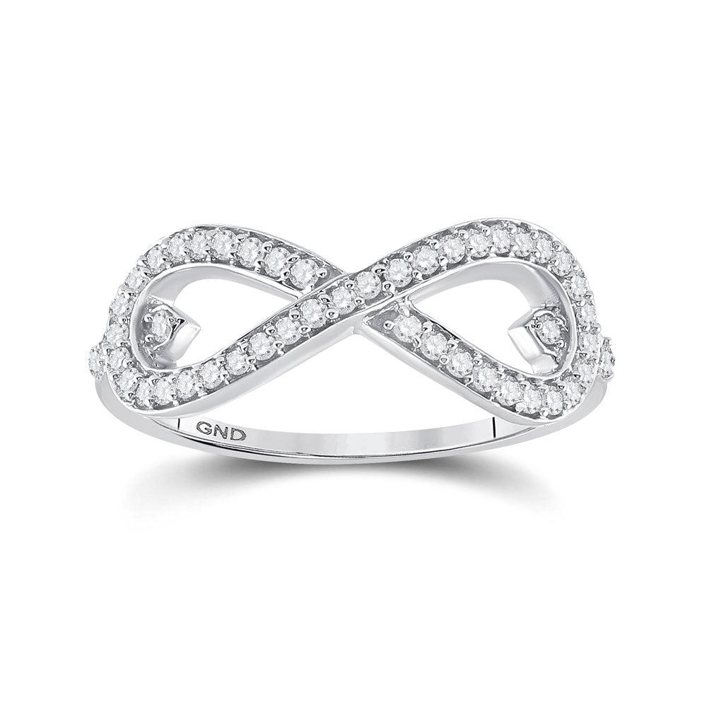 10kt White Gold Womens Round Diamond Infinity Ring 1/3 Cttw