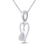 Sterling Silver Womens Round Diamond Heart Pendant 1/20 Cttw