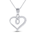 10kt White Gold Womens Round Diamond Heart Pendant 1/10 Cttw