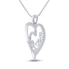 Sterling Silver Womens Round Diamond Love Heart Pendant 1/10 Cttw